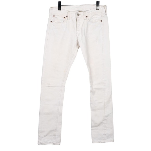 RRL Double Ralph Lauren denim‎ Jeans Size 29x34 White Distressed - Picture 1 of 14